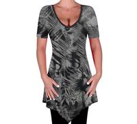 Eyecatch - Myst Femmes col en V Tunique évasé Hanky Hem T-Shirts Tops Chemisier Tye Dye