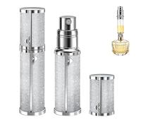 EYECURL 5ml Perfume Atomiser, Pocket Leakproof Perfume Travel Refillable bottle for Perfume Lovers Home Outdoor Business Trip (Silver/Silver, 8.5cm)