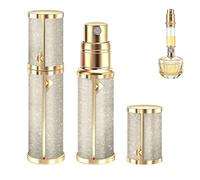 EYECURL 5ml Perfume Atomiser, Pocket Leakproof Perfume Travel Refillable bottle for Perfume Lovers Home Outdoor Business Trip (Gold/Gold, 8.5cm)