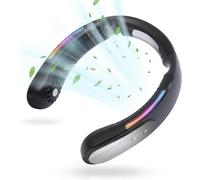 EYECURL Ventilateur de cou avec semi-conducteur sans pales - Portable et rechargeable - 3 modes - 3 vitesses - Pour homme et femme - Noir foncé