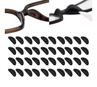 Eyeglass Nose Pads-Adhesive Silicone Glasses Replacement Anti for Eyeglasses and Sunglasses, with Sticky Backing Nose Pads Covers (20pcs,Grooved (Black))