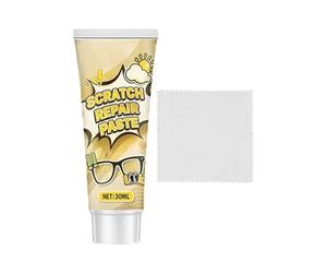 Eyeglass Scratch Remover, Optical Lens Repair Paste, 30ml Fast Acting Glass Restoration Cream, Spectacle Lens Refurbish Cleaner, Travel Home Maintenance Eye Wear Care Solution 4.33x1.77x0.98 Inches