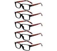 eyekepper 5 Paires Lunettes de Lecture pour Femmes Hommes Monture Plastique Charnières à Ressort, Branche de Tortue 3.50