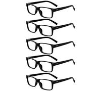 eyekepper 5 Paires Lunettes de Lecture pour Femmes Hommes Monture Plastique Charnières à Ressort, Noir 2.00