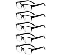eyekepper 5 Paires Lunettes de Lecture pour Femmes Hommes Monture Plastique Charnières à Ressort, Noir/Transparent 1.75