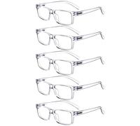 eyekepper 5 Paires Lunettes de Lecture pour Femmes Hommes Monture Plastique Charnières à Ressort, Transparent 2.00