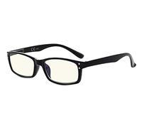 Eyekepper Charnières à ressort avec protection UV, anti-rayons bleus, anti-reflets et anti-rayures, verres teintés ambrés, lunettes de lecture pour ordinateur noir +3,5