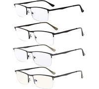 eyekepper Lot de 4 Lunettes de Vue/de Lecture de Qualite - Forme Rectangle - Ultra mince - Monture metalique Demi-cerclee +2.25