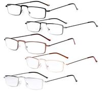 Eyekepper Lot de 5 paires de lunettes de lecture droites et fines avec monture en métal estampé + 2,5