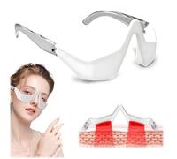 Eyelift Device with Red Light, Eye Bag Remover Glasses, Red Light Under Eye Therapy for Remove Dark Circles, Relax Eyes Strain Portable Eye Care with Heating (White)