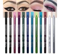Eyeliner coloré, ensemble de 12 crayons eye-liner gel imperméables avec finitions métalliques et chatoyantes, eye-liners anti-taches et longue durée