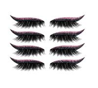Eyeliner & Lash Stick, 4 paires de Eyeliner réutilisables avec paillettes, faciles à utiliser et à enlever (Couleur rose)
