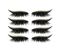 Eyeliner & Lash Stick, 4 paires de Eyeliner réutilisables avec paillettes, faciles à utiliser et à enlever (Or)