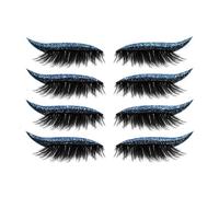 Eyeliner & Lash Stick, 4 paires de Eyeliner réutilisables avec paillettes, faciles à utiliser et à enlever (Bleu)