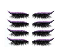 Eyeliner & Lash Stick, 4 paires de Eyeliner réutilisables avec paillettes, faciles à utiliser et à enlever (La couleur violette)