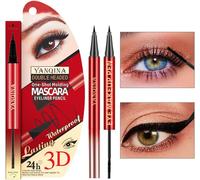 Eyeliner & Mascara 2-En-1 Mascara Liquide À Double Extrémité, Eye-Liner Noir Longue Durée Imperméable Sans Bavures Parfait Cat's Eye Makeup Pen Set
