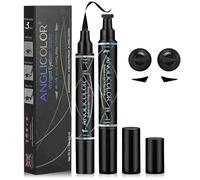 Eyeliner waterproof, 2 pièces noires avec tampon motif et eyeliner, séchage rapide, eyeliner liquide 2-en-1, longue tenue, haute pigmentation