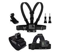 Eyeon 3 en 1 Kit Harnais de Poitrine + Fixation Harnais Tete Bandeau + Fixation Poignet avec J Hook pour et Vis GoPro, Xiaomi YI, SJCAM, Campark, Victure, Crosstour, Apeman Caméra d'action