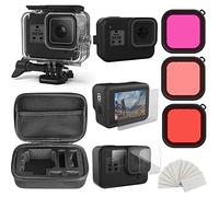 Eyeon Kit d'accessoires Coque Antichoc et Boîtier étanche + Film de Protection d'écran en Verre Trempé + Kit Anti-buée pour GoPro Hero 8 Black Action Caméra