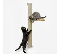 eyepower 96 cm Arbre à Chat Mural Luna avec 1 Plateau Bois - Poteau à Griffer en Sisal avec Fixation Murale - Griffoir Bambou pour Chats d’Intérieur - Élément d’Escalade pour Griffer - Mur Grimper