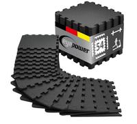 eyepower Lot de 54 Tapis de Protection Sol Fitness - 30 x 30 cm - Dalles en EVA Antidérapantes pour Entraînement Maison Gym - Montage Modulaire Revêtement Durable - Accessoires Sportifs