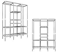 EYEPOWER Étagère de Rangement modulaire XL 178x128x44,5cm avec 2 portants Argent