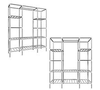 EYEPOWER Étagère de Rangement XL - 178x148x44,5 Cm - Modulaire Avec Portant Métal - Tubes Acier Galvanisé - 9 Compartiments - Organisateur de Chambre Dressing Atelier - Montage Facile - Stable Durable