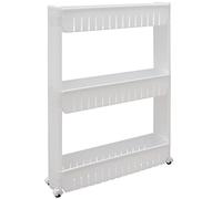 Meuble roulant, 3 étagères, blanc, à roulettes