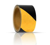 eyepower ruban adhésif réfléchissant de sécurité 5cmx3m bande réfléchissante autoadhésive rouleau autoadhésif rétroréfléchissant catadioptre Noir Jaune