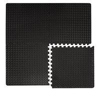 EYEPOWER Set 4 pièces Tapis Puzzle de Fitness Protection Sol de Sport en EVA épais 20mm Extensible réversible Noir