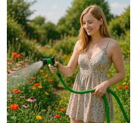 eyepower Tuyau Arrosage Elastique avec Pistolet 7 Jets pour Jardin - de 7,5 à 22,5 m - Ensemble d'Irrigation Extensible - Compatible avec tous les Joints Normalisés - Accessoire d'Hydratation Plantes