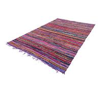 Eyes of India - 1,2 x 1,8 m violet coloré tissé à la main Chindi Boho Chic décoratif indien bohème