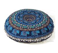 Eyes of India - 32" Rond Plein de Couleurs Pouf Méditation Coussin Sièges Housse Coussin Mandala Hippie Bohème Indienne Boho Chien Couvre Lit - Bar-m1-32-dark Bleu 1, 32 in.