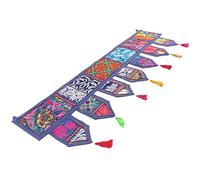 Eyes of India - Coloré Porte Fenêtre Tour de Lit Toran Tenture Murale Indien Boho Décorative Bohème - Bleu, 40 X 14 in. (100 X 36 cm)