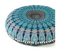Eyes of India - Grande Housse de Coussin de Sol de 81,3 cm à Motif Mandala Bleu, Coussin de méditation, jeté de Coussin Rond coloré décoratif bohème Chic pour Chien, Pouf Indien, Ottoman, Housse