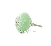 Eyes of India - Lot de 2 Vert Blanc Céramique Porte Placard Commode Armoire Poignées Boutons Décorative Shabby Chic Plein de Couleurs Boho Bohème