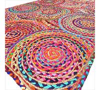 Eyes of India - Plein de Couleurs Tissé Jute Chindi Tressé Zone Décorative Tapis Indien Bohème Accent Décorative Fait à la Main Tissé - Pop Multicolore, 4 X 6 ft. (120 X 180 cm)