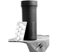 EYESHAKER Kit - Appareil de nettoyage de lunettes breveté dans un paquet complet avec shaker EYE-SHAKER, nettoyant spécial et chiffon de nettoyage en microfibre - Nettoyage innovant des lunettes comme