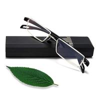 EYEURL Lunettes de lecture à demi-cercle bloquant la lumière bleue - Lecteurs d'ordinateur pour femmes hommes 3.0 Mode Cadre rectangulaire Lunettes optiques minces