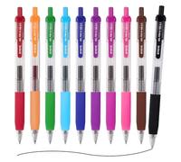 EYEYE Lot de 10 stylos à encre gel rétractables à séchage rapide - Couleurs assorties - Pointe fine de 0,5 mm - Noir - Rechargeables pour bureau et école