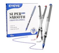 EYEYE Lot de 12 stylos à bille à encre liquide de 1 mm, 3 couleurs, à séchage rapide, stylos à bille à encre liquide pour journal, prise de notes, fournitures de bureau et scolaires