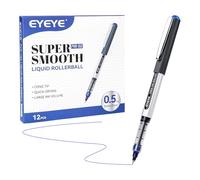 EYEYE Lot de 12 stylos à bille à encre liquide, pointe extra fine de 0,5 mm, séchage rapide, écriture lisse pour journal, prise de notes, fournitures de bureau et scolaires