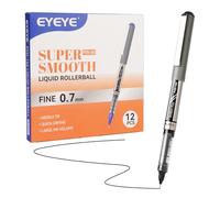 EYEYE Lot de 12 stylos à bille à encre liquide, pointe fine de 0,7 mm, séchage rapide, écriture lisse pour journal, prise de notes, fournitures de bureau et scolaires
