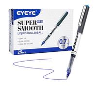 EYEYE Lot de 25 stylos à bille à encre liquide, pointe fine de 0,7 mm, séchage rapide, écriture lisse pour journal, prise de notes, fournitures de bureau et scolaires