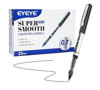 EYEYE Lot de 25 stylos à bille à encre liquide, pointe fine de 0,7 mm, séchage rapide, écriture lisse pour journal, prise de notes, fournitures de bureau et scolaires