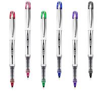 EYEYE Lot de 6 stylos à bille à encre liquide de 0,7 mm, 6 couleurs assorties, pointe moyenne, séchage rapide, stylos à encre liquide à pointe fine lisse pour journal, prise de notes, bureau,