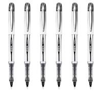 EYEYE Lot de 6 stylos à bille ultra fluency noirs à pointe fine - Pointe moyenne de 0,7 mm - Encre gel lisse - Séchage rapide - Fournitures de bureau et d'école - Noir