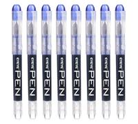 EYEYE Lot de 8 Bleu stylos plume jetables à pointe fine - Pointe en acier inoxydable - Pour écriture lisse - Pour journal, dessin, croquis, gribouillage et fournitures de bureau