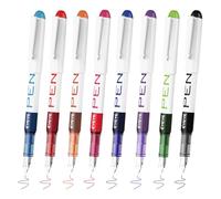 EYEYE Lot de 8 stylos à plume jetables pour l'écriture, 8 couleurs assorties, stylos plume jetables à pointe en acier inoxydable, ensemble coloré classique