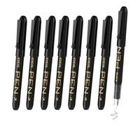 EYEYE Lot de 8 stylos plume jetables noirs à pointe fine pour écrire, pointe en acier inoxydable, écriture lisse pour journal, dessin, croquis, gribouillage et fournitures de bureau
